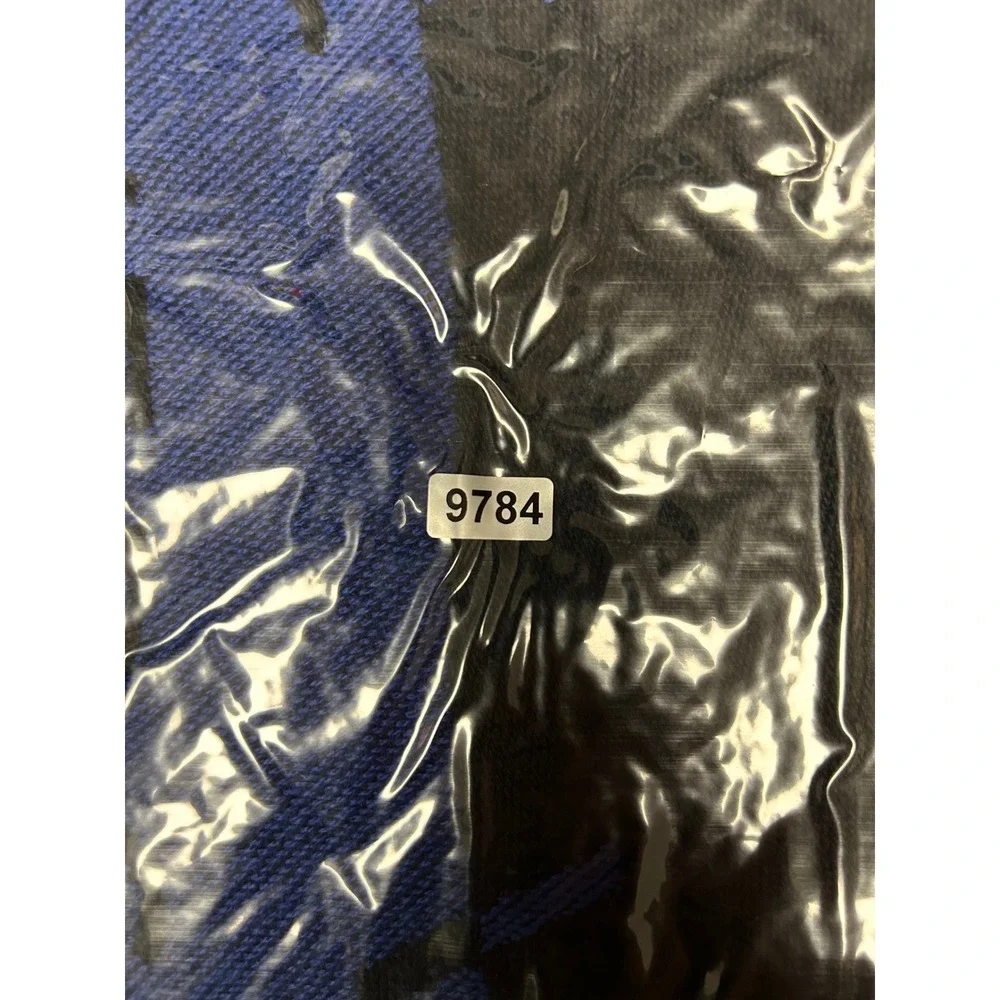 Designer Gianni Versace Unisex OS Blue Black Wool Logo Jacquard Fringed Scarf